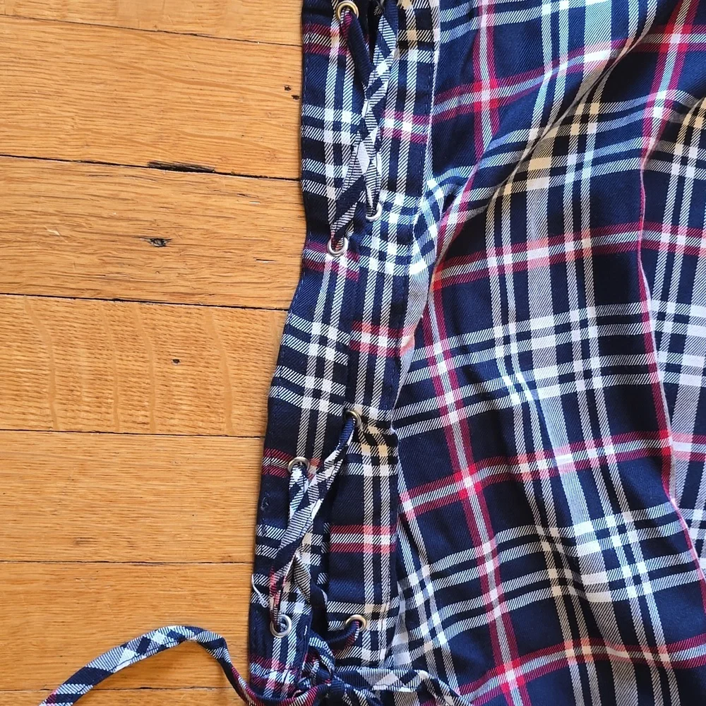 ZARA Trafaluc Collection, Plaid Relaxed Blouse, Lace Up Sides, EUC, Women's L - Picture 14 of 14